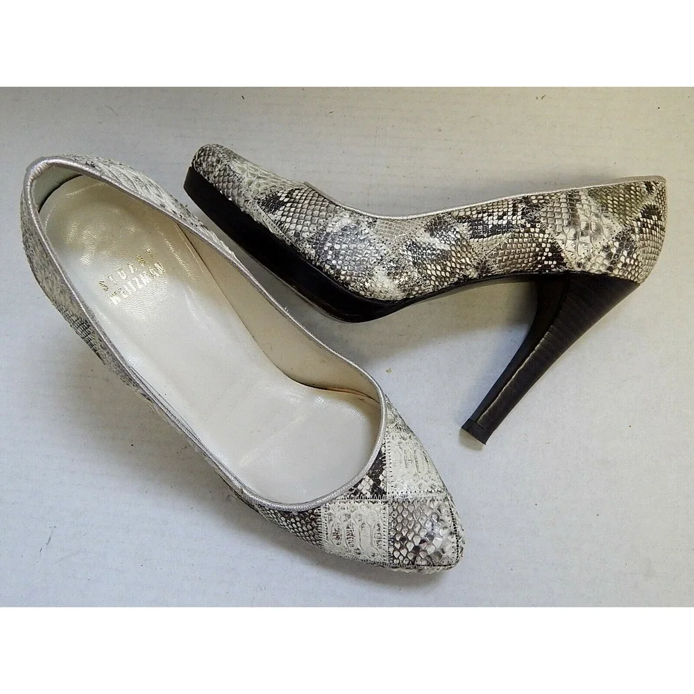Stuart Weitzman Python‎ Snake Leather Multi Metallic Platform Pumps 7 M - Picture 2 of 6